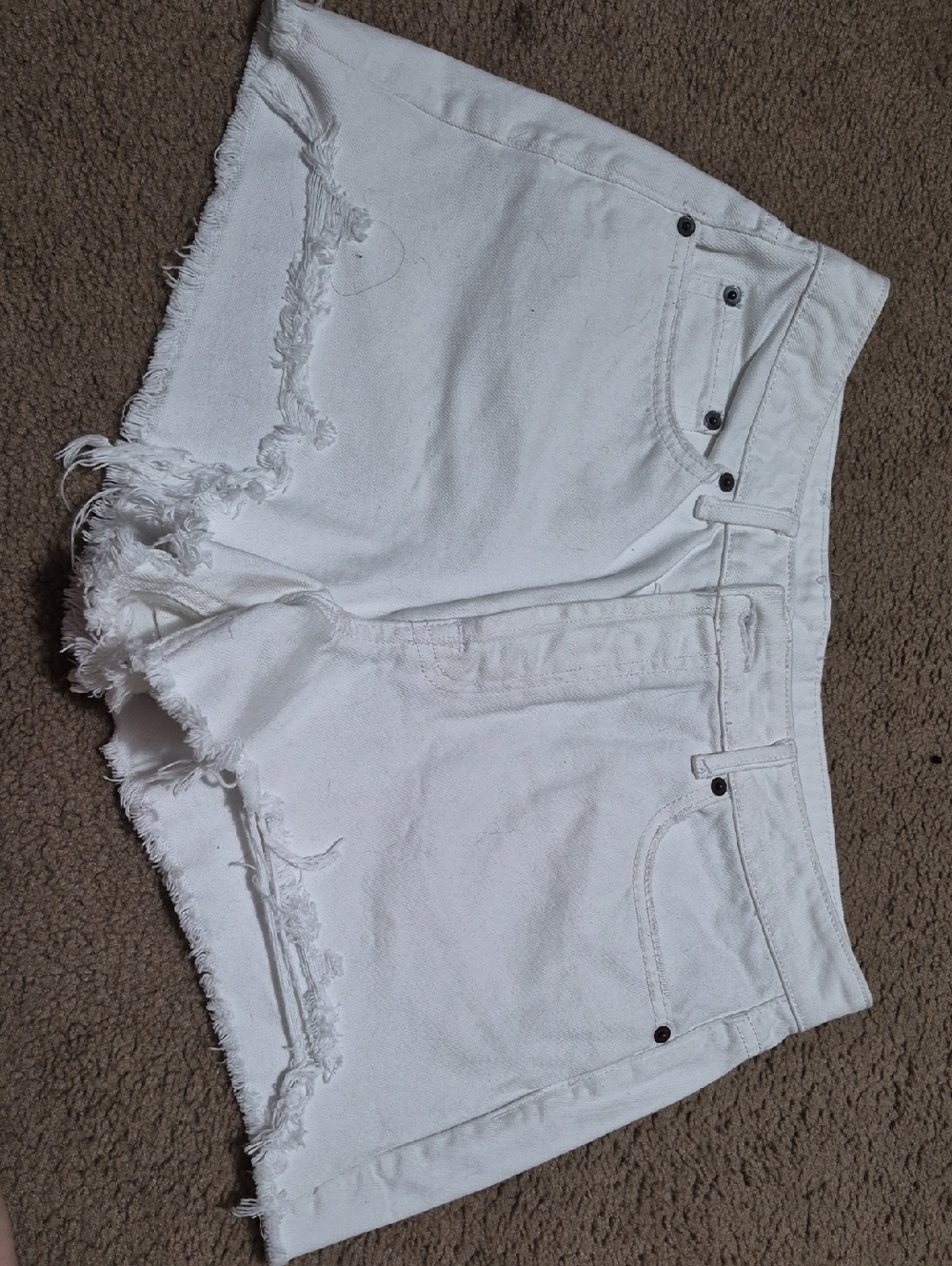 Gianni Bini White Distressed Frayed Hem Denim Shorts